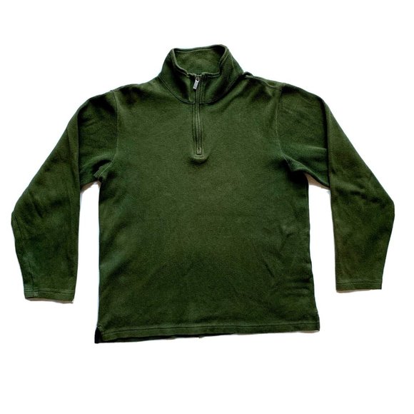 Eddie Bauer Sweater Mens Small Green 1/4 Zip Mock Pullover Long Sleeve Outdoor - Picture 1 of 12